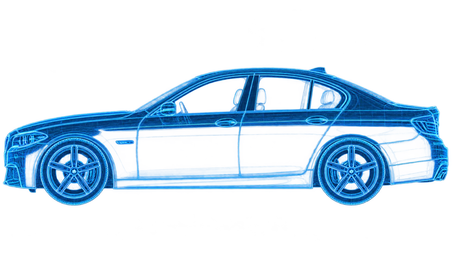 Technical side view of a BMW surrounded by WERKAVON feature links
